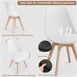 Pemberly Row Contemporary Fabric Dining Chair with Wood Leg in White (Set of 4)