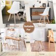 Pemberly Row Contemporary Fabric Dining Chair with Wood Leg in White (Set of 4)