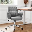 Pemberly Row Leather Swivel Office Leisure Chair w/ Armrest in Gray