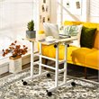 Pemberly Row MDF and Steel Adjustable Rolling Mobile Standing Desk in Natural