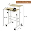 Pemberly Row MDF and Steel Adjustable Rolling Mobile Standing Desk in Natural