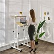 Pemberly Row MDF and Steel Adjustable Rolling Mobile Standing Desk in Natural