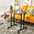 Pemberly Row MDF and Steel Adjustable Rolling Mobile Standing Desk in Walnut