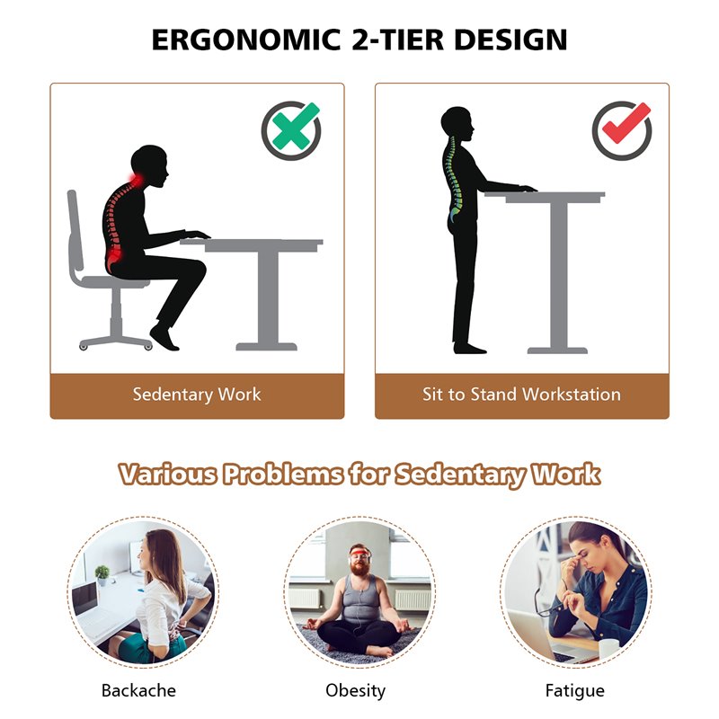 Pemberly Row MDF and Steel Adjustable Rolling Mobile Standing Desk in Walnut