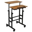 Pemberly Row MDF and Steel Adjustable Rolling Mobile Standing Desk in Walnut