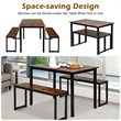 Pemberly Row 3-Pc MDF Board & Iron Dining Table Set with 2 Benches in Coffee
