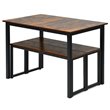 Pemberly Row 3-Pc MDF Board & Iron Dining Table Set with 2 Benches in Coffee