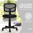 Pemberly Row Sponge and Plastic Adjustable Swivel Armless Office Chair in Black