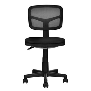 Pemberly Row Sponge and Plastic Adjustable Swivel Armless Office Chair in Black