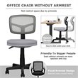 Pemberly Row Sponge and Plastic Adjustable Swivel Armless Office Chair in Gray
