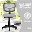 Pemberly Row Sponge and Plastic Adjustable Swivel Armless Office Chair in Gray
