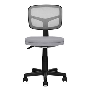 Pemberly Row Sponge and Plastic Adjustable Swivel Armless Office Chair in Gray
