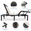 Pemberly Row Cotton Adjustable Twin XL Size Bed Base with Massage Modes in Black