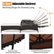 Pemberly Row PE Rattan Chaise Lounge Armrest Recliner in Off White Brown