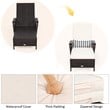 Pemberly Row PE Rattan Chaise Lounge Armrest Recliner in Off White Brown