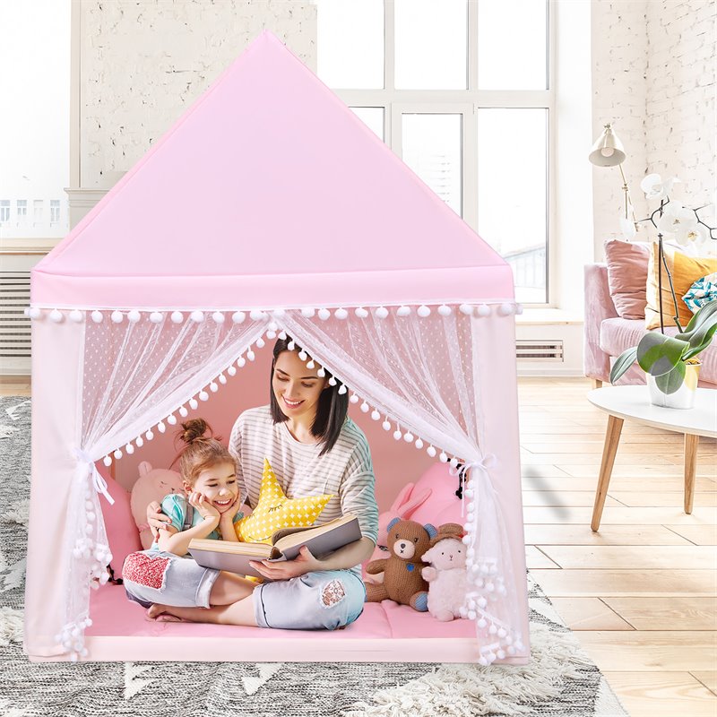Pemberly Row Large Kids Play Tent/Playhouse Children/Castle Fairy Tent-Mat Pink
