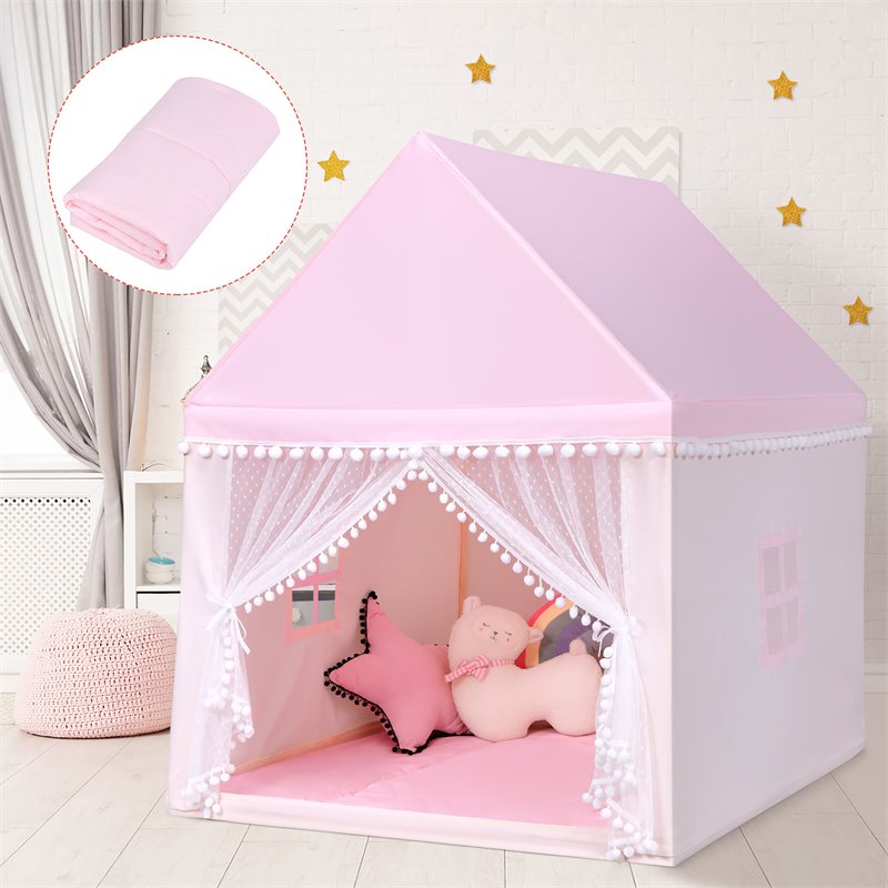Pemberly Row Large Kids Play Tent/Playhouse Children/Castle Fairy Tent-Mat Pink