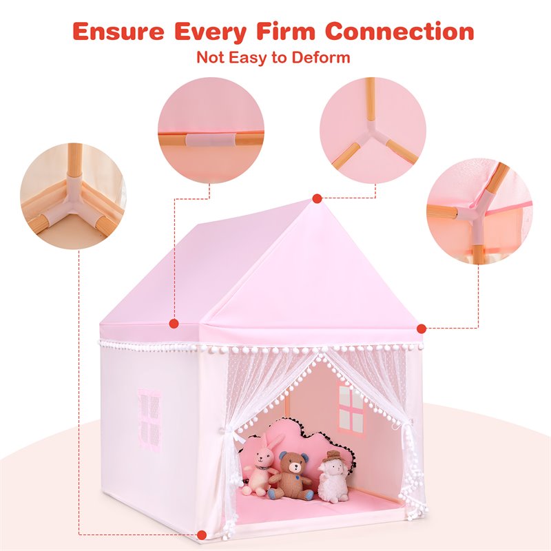 Pemberly Row Large Kids Play Tent/Playhouse Children/Castle Fairy Tent-Mat Pink