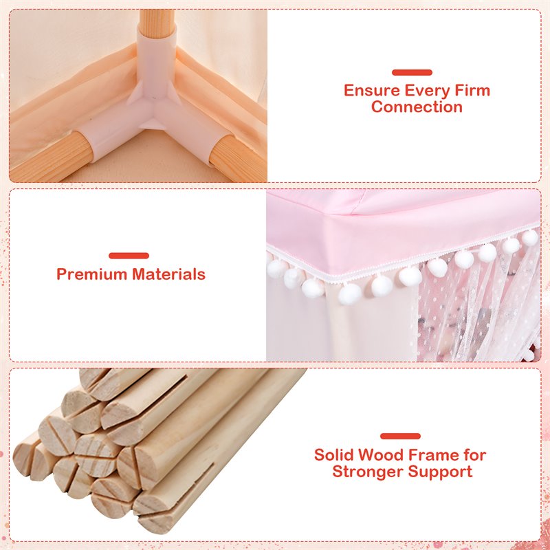 Pemberly Row Large Kids Play Tent/Playhouse Children/Castle Fairy Tent-Mat Pink