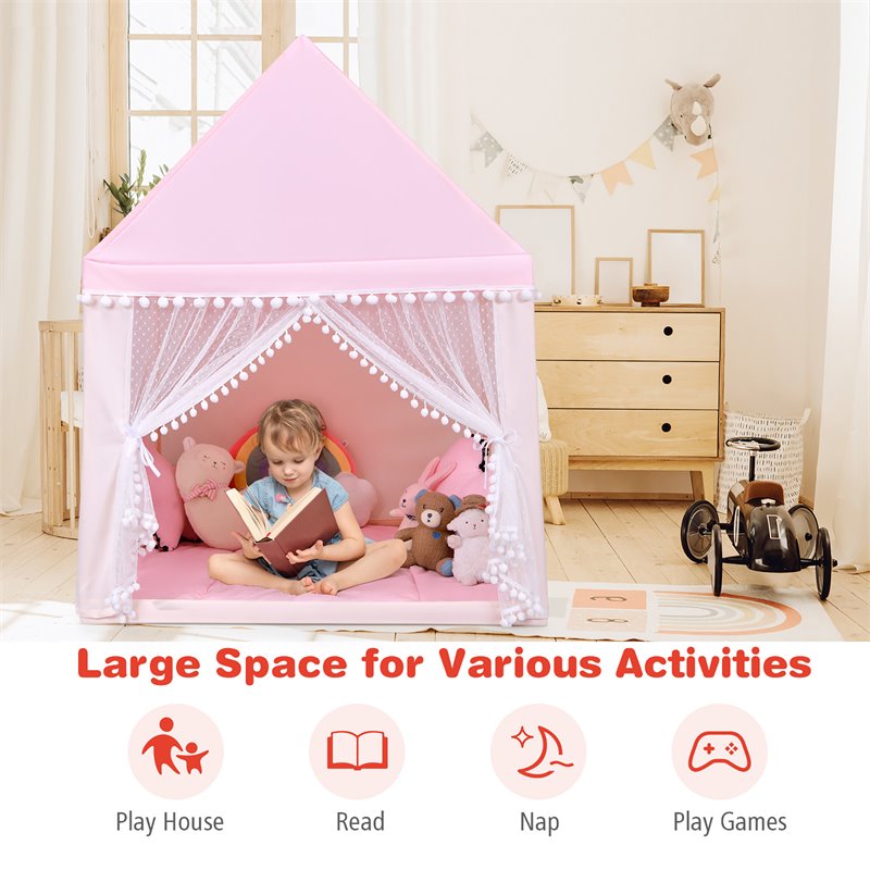 Pemberly Row Large Kids Play Tent/Playhouse Children/Castle Fairy Tent-Mat Pink
