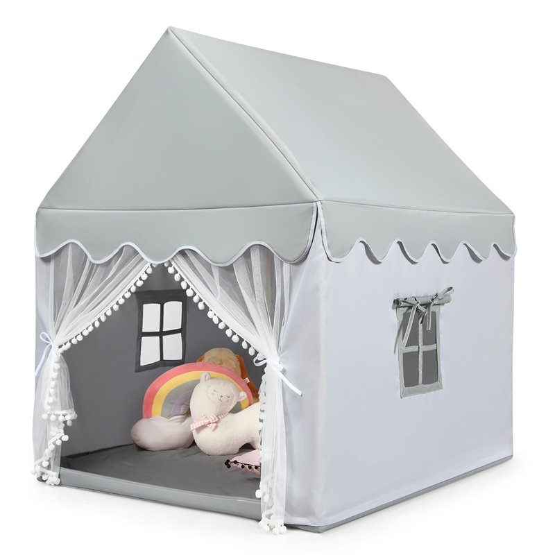 Pemberly Row Large Kids Play Tent/Playhouse Children/Castle Fairy Tent-Mat Gray