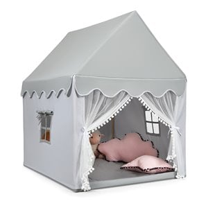 Pemberly Row Large Kids Play Tent/Playhouse Children/Castle Fairy Tent-Mat Gray