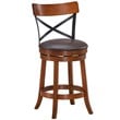 Pemberly Row 25'' Metal Swivel Bar Stools w/ Rubber Wood Legs - Brown (Set of 2)