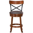 Pemberly Row 25'' Metal Swivel Bar Stools w/ Rubber Wood Legs - Brown (Set of 2)