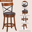 Pemberly Row 25'' Metal Swivel Bar Stools w/ Rubber Wood Legs - Brown (Set of 2)