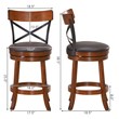 Pemberly Row 25'' Metal Swivel Bar Stools w/ Rubber Wood Legs - Brown (Set of 2)