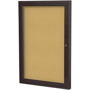 Pemberly Row Wood 24&quot x 18&quot 1 Door Enclosed Bulletin Board in Natural