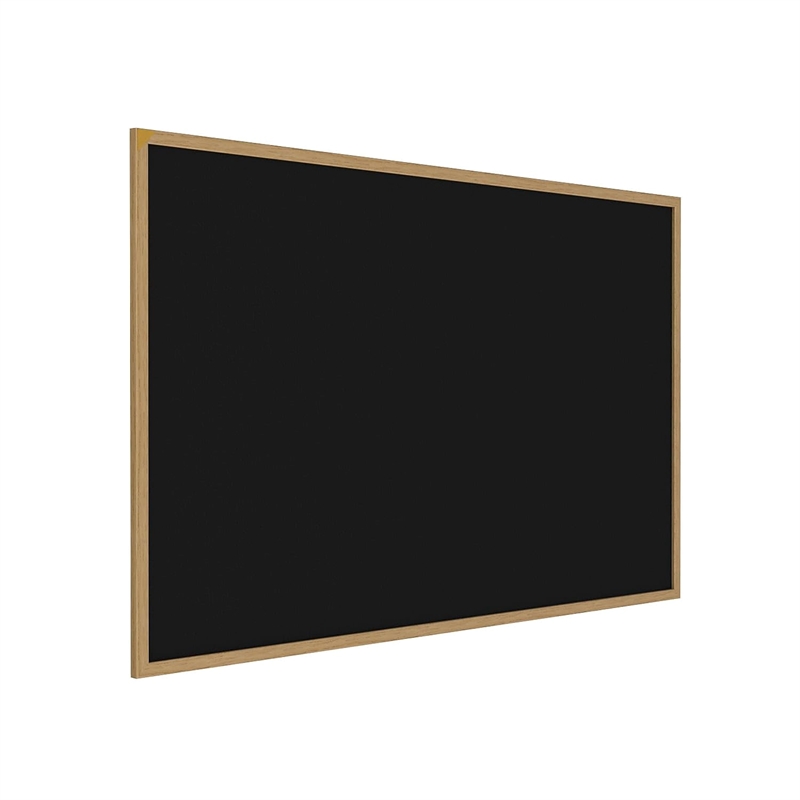 Pemberly Row Wood 2' x 3' Oak Rubber Bulletin Board in Black