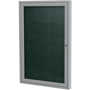 Pemberly Row Vinyl 36&quot x 36&quot 1 Door Enclosed Bulletin Board in Black