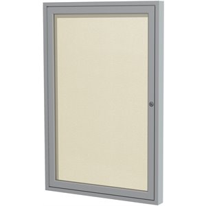 Pemberly Row Vinyl 36&quot x 36&quot 1 Door Enclosed Bulletin Board in Ivory