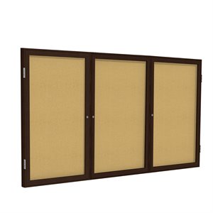 Pemberly Row Wood 36&quot x 72&quot 3 Door Enclosed Bulletin Board in Natural