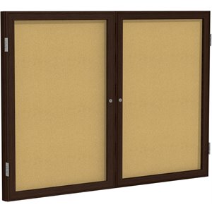 Pemberly Row Wood 36&quot x 60&quot 2 Door Enclosed Bulletin Board in Natural