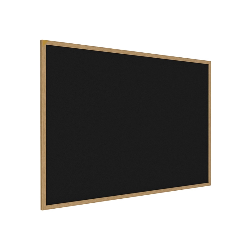 Pemberly Row Wood 3' x 5' Rubber Bulletin Board with Wood Frame in Black