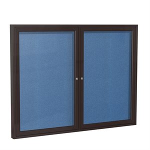 Pemberly Row Vinyl 48&quot x 60&quot 2 Door Enclosed Bulletin Board in Ocean Blue