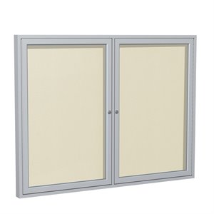 Pemberly Row Vinyl 48&quot x 60&quot 2 Door Enclosed Bulletin Board in Ivory