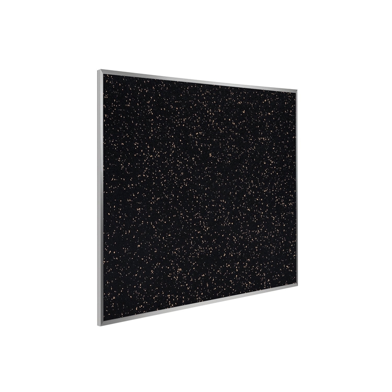 Pemberly Row 4' x 4' Rubber Bulletin Board with Aluminum Frame in Speckled Tan