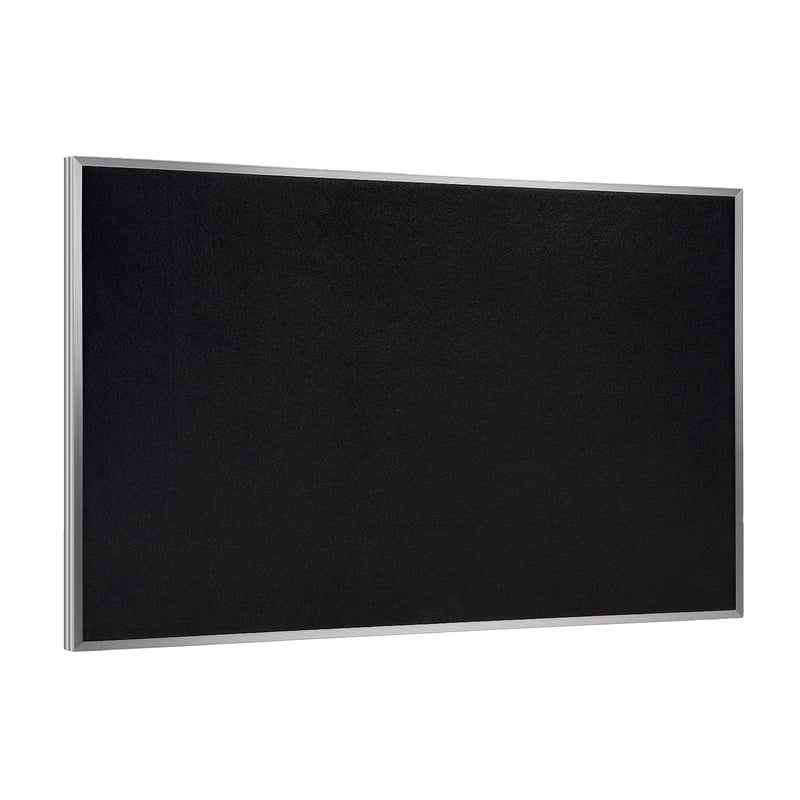 Pemberly Row 4' x 8' Rubber Bulletin Board with Aluminum Frame in Black