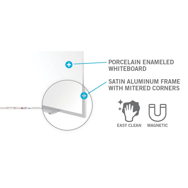 Pemberly Row Vinyl 5' x 10' Magnetic Projection Whiteboard in Gray