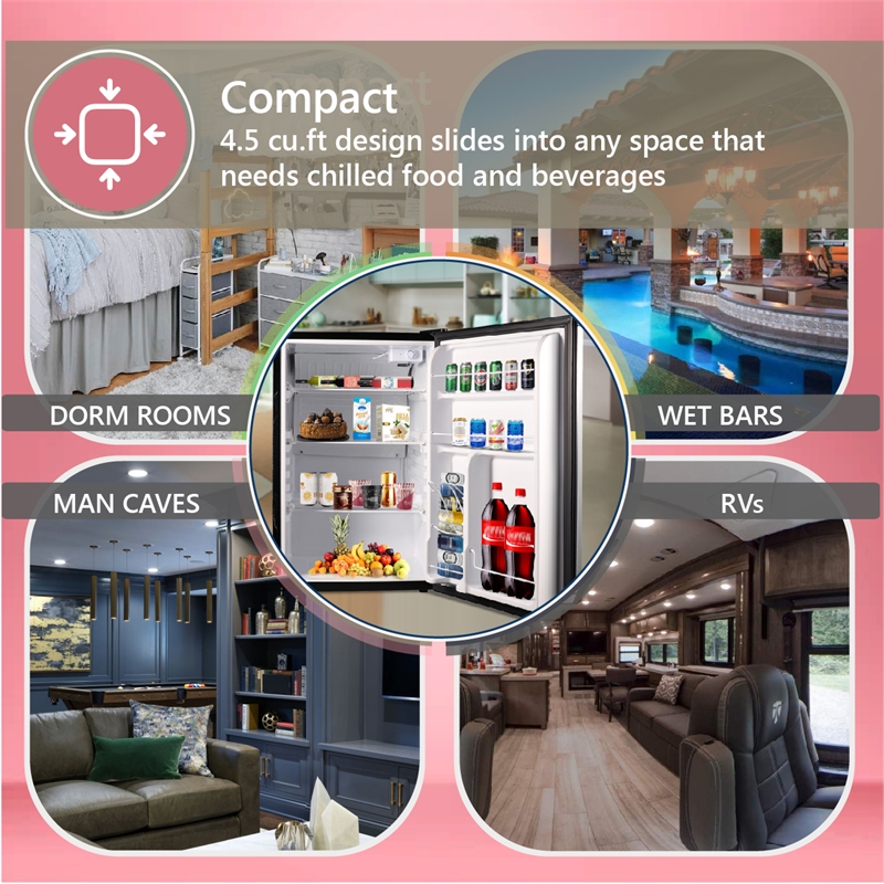 Pemberly Row Contemporary 4.5 cu.ft. Stainless Compact Refrigerator