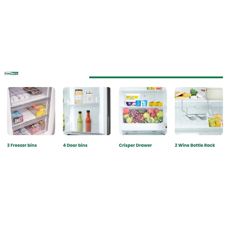 Pemberly Row 11cf Bottom Freezer Refrigerator 24in w/ WINE RACK Stainless 110V