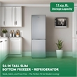 Pemberly Row 11cf Bottom Freezer Refrigerator 24in w/ WINE RACK Stainless 110V
