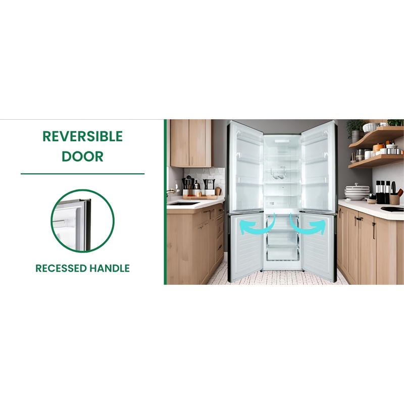 Pemberly Row 11cf Bottom Freezer Refrigerator 24in w/ WINE RACK Stainless 110V