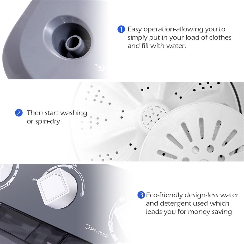 Pemberly Row Portable Twin Tub Total Washing Machine Washer Spain Spinner White