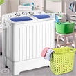 Pemberly Row Portable Twin Tub 17.6lb Washing Machine Washer Spin Dryer White