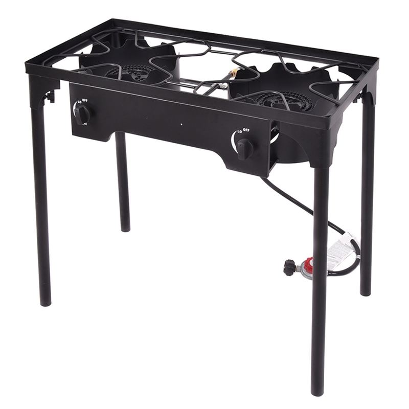 Pemberly Row Double Burner Gas Propane Cooker Outdoor Stove Stand BBQ Grill