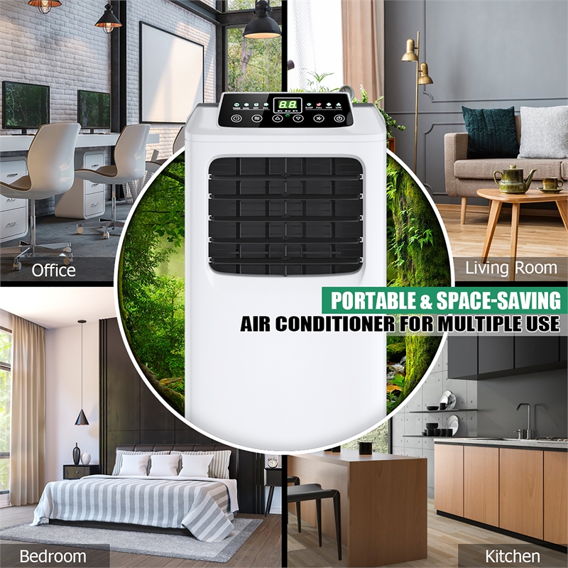 Pemberly Row Portable Air Conditioner Dehumidifier Remote Function White Plastic